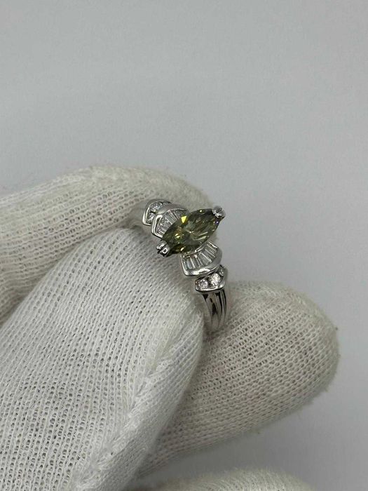INEL PLATINA 900 + 1 Diamant FANCY VERDE "Chameleon" =0.80ct -VS1 -GIA