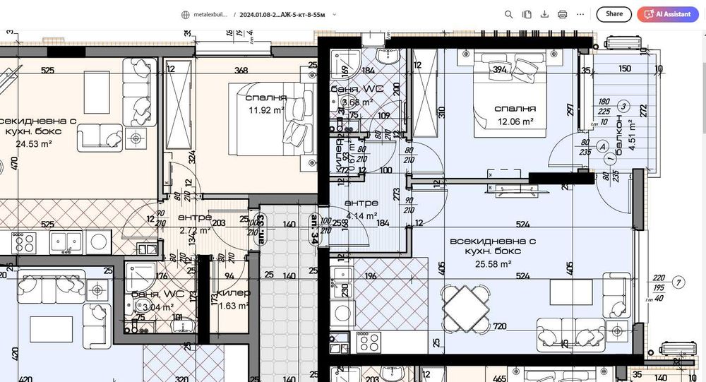 Продава се Двустаен апартамент в Варна, Младост 1 - 72 кв.м за 1528 €/кв.м - Снимка #4