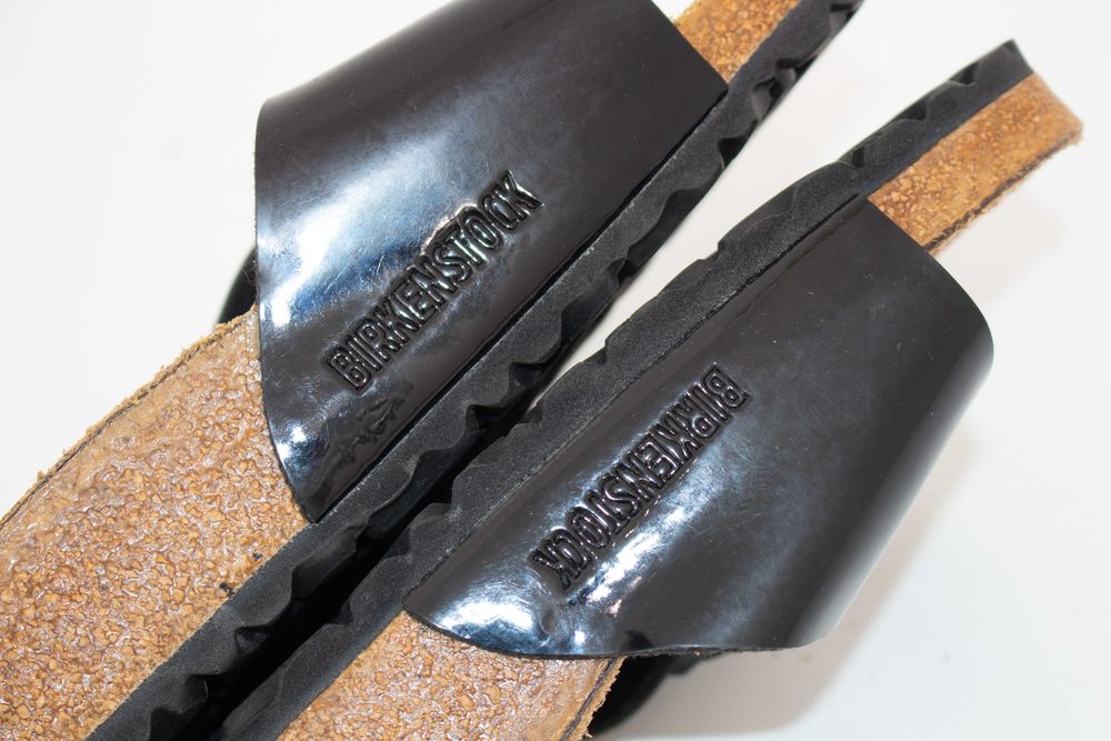 Birkenstock Madrid оригинални чехли черен лак с катарама унисекс 40