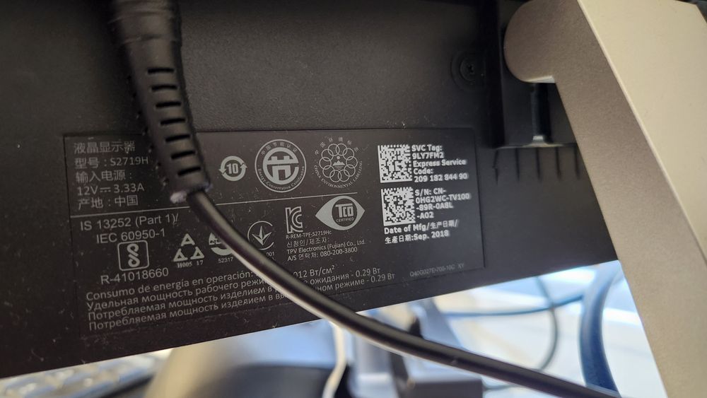 Monitor 27 DELL S2719Hc Sep.2018 display spart