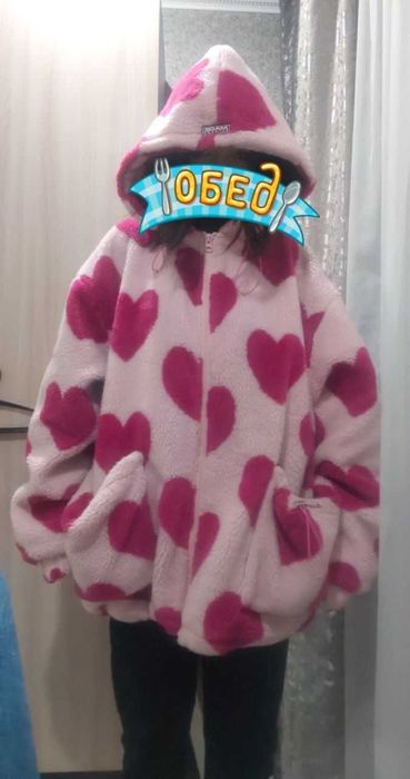 Куртка демисезон и зима розовая с сердечками