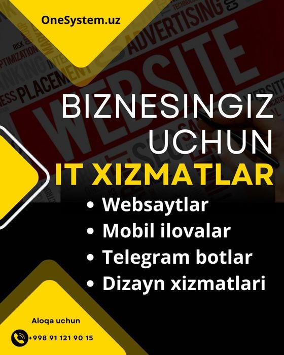 Veb-sayt yasash, Website yaratish, Mobile ilova, Telegram bot yarati