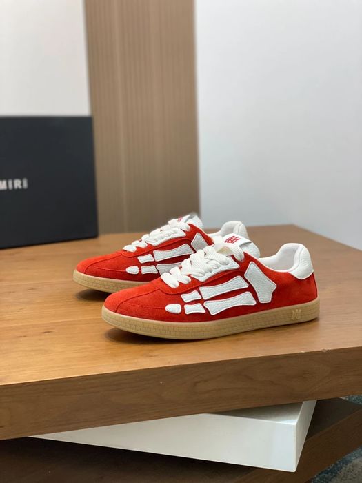 Amiri Skel Top Low Suede Red