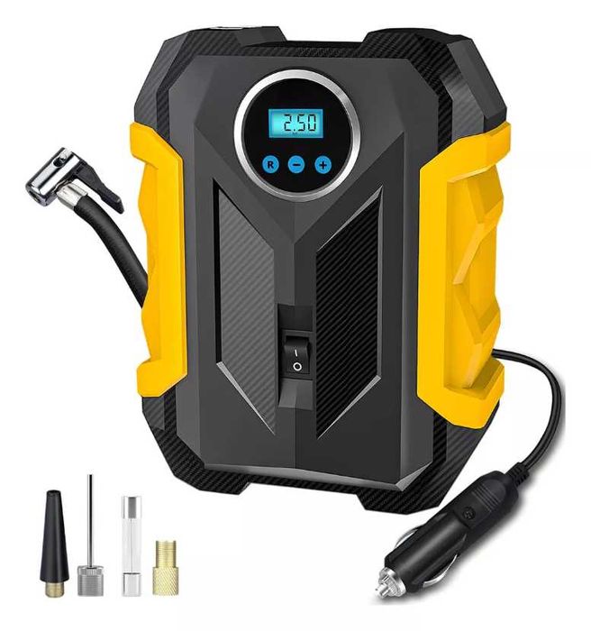 Автомобилен Компресор 12V с цифров дисплей и LED светлина 140W.