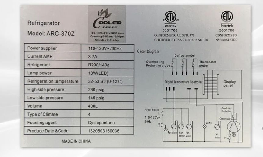 Vetrina xaladelnik siz xoxlagan razmerda zavatiskoy garantiya 1yil