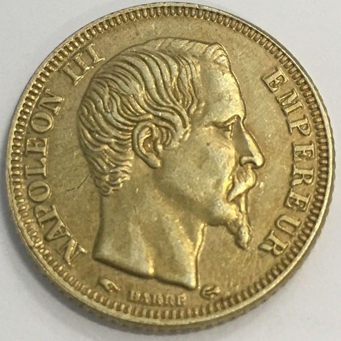 Златна Монета 20 Франка Наполеон 1855г