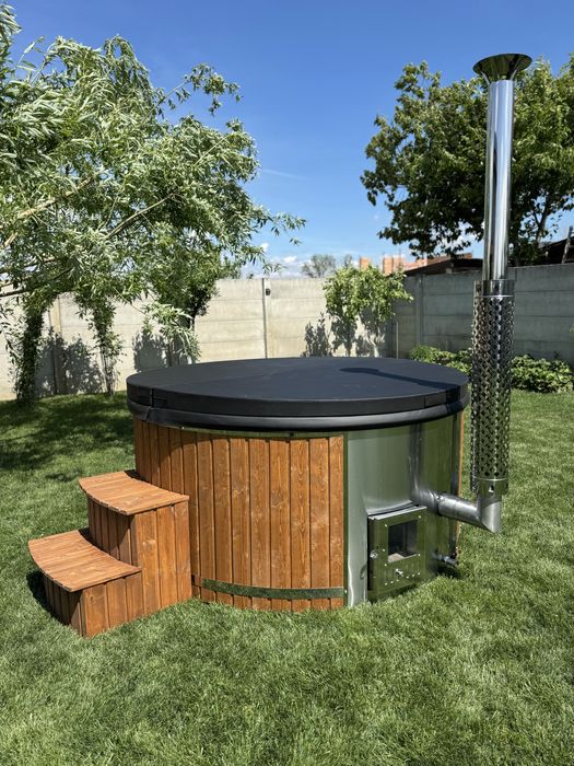 Ciubar cu hidromasaj, aeromasaj, led RGB, capac termoizolant