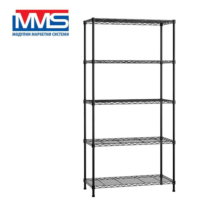 Стелаж Телен LUX Valerii, 5х200 кг, 180х91х45 см, Стомана, Черен