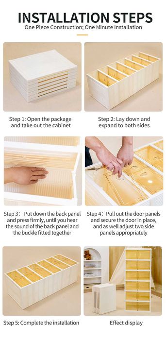 Качественный пластиковый складной шкаф 6 этажей для хранения вещей p27