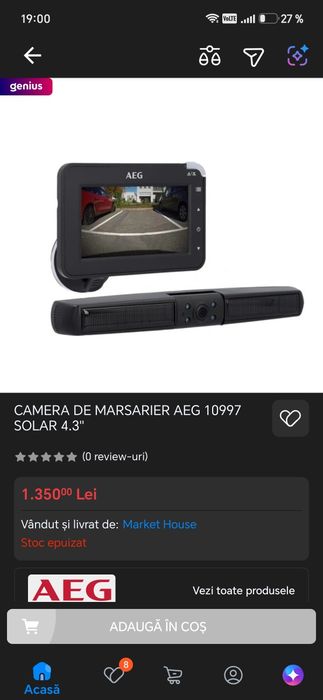 Camera  de marșarier wireless alimentată solar AEG