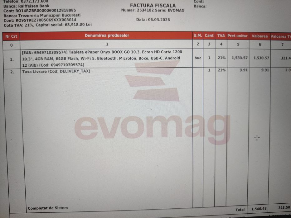 Tableta e-ink Boox Go 10.3 in garantie, cu husa