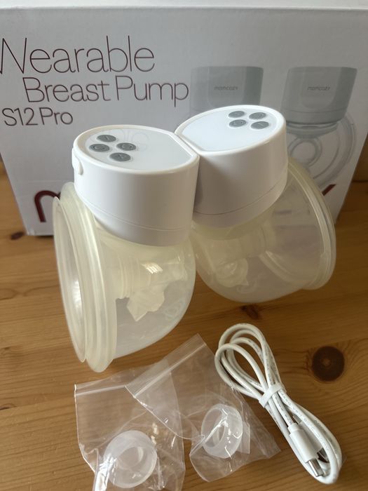 Momcozy S12 Pro - Двойна електрическа помпа + подарък подплънки за кърмачки с термогел