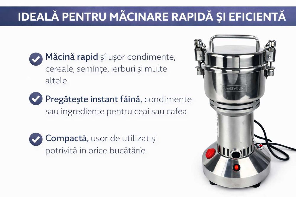 Rasnita electrica inox 250g 1200W pentru cereale si condimente
