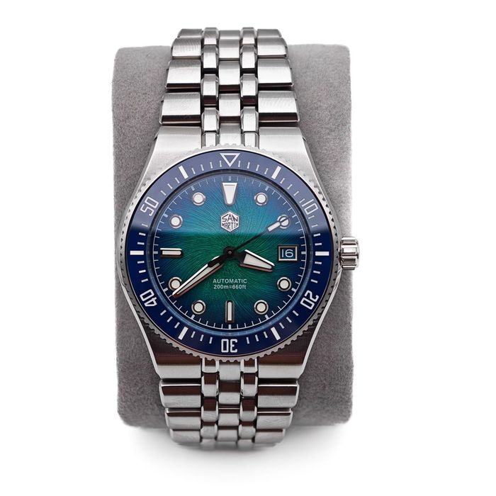 San Martin SN0148-GB Integrated Bracelet Blue Dial