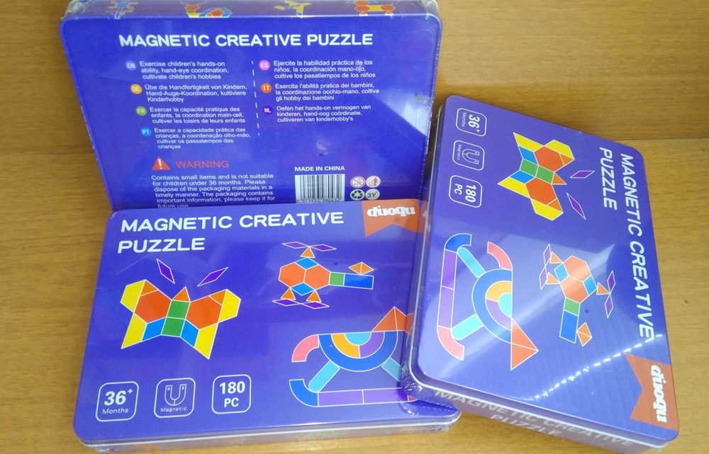 Голяма магнитни мозайка от дърво в метална кутия 180 бр. НОВО