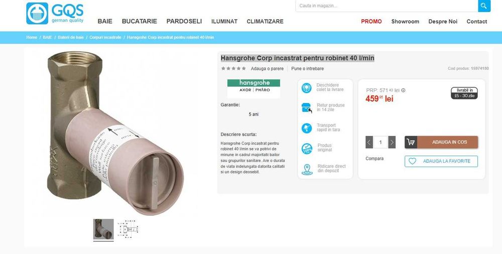 set Corp incastrat si rozeta exterioara de la Hans grohe