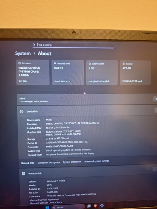 Laptop gaming Asus TUF FX705G
