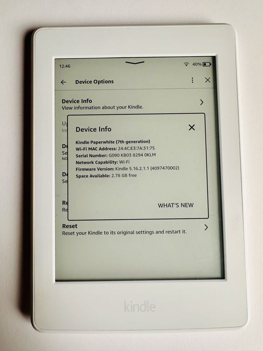 Kindle Paperwhite 7th generation с подсветка