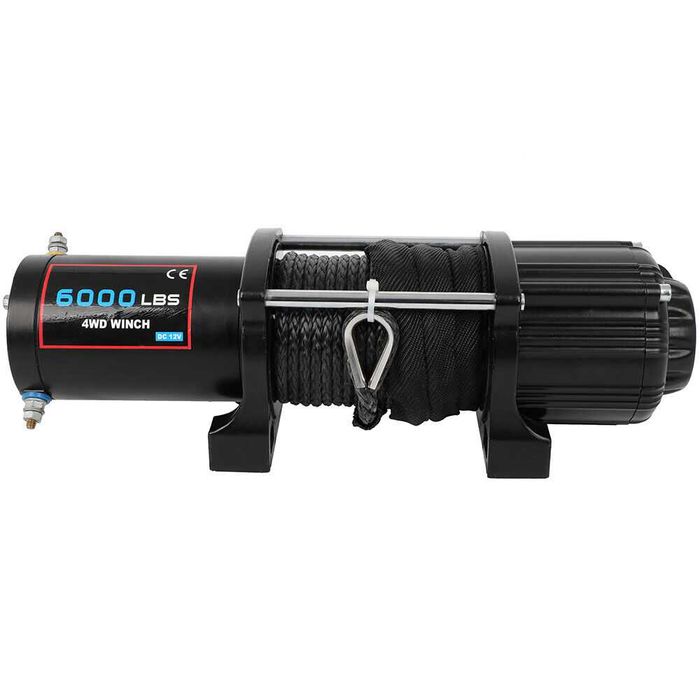 Troliu 6.000 LBS 12V – Cablu Oțel / Sufă Sintetică – Nou cu Garanție