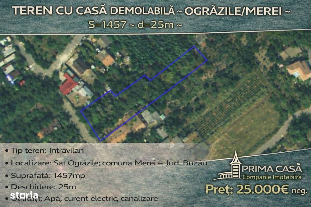 Teren intre cse ~ Ograzile/Merei ~ S=1457  d=25m ~ Pret: 25.000€ neg