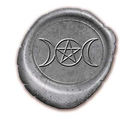 Set colectie SIGILIU cu LUNA TRIPLA Zeita Hekate baton ceara argintiu