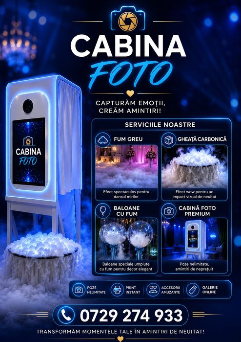 Foto Video Cabina foto Fum greu Baloane cu fum