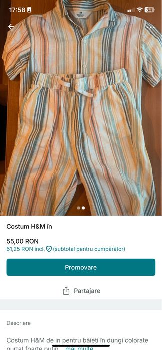 Costum H&M in baieti in dungi