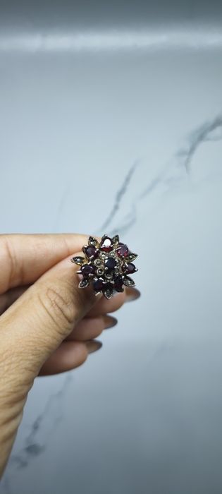 Кольцо серебро гранат