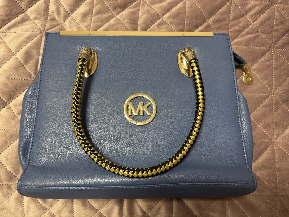 Geanta piele naturala albastra