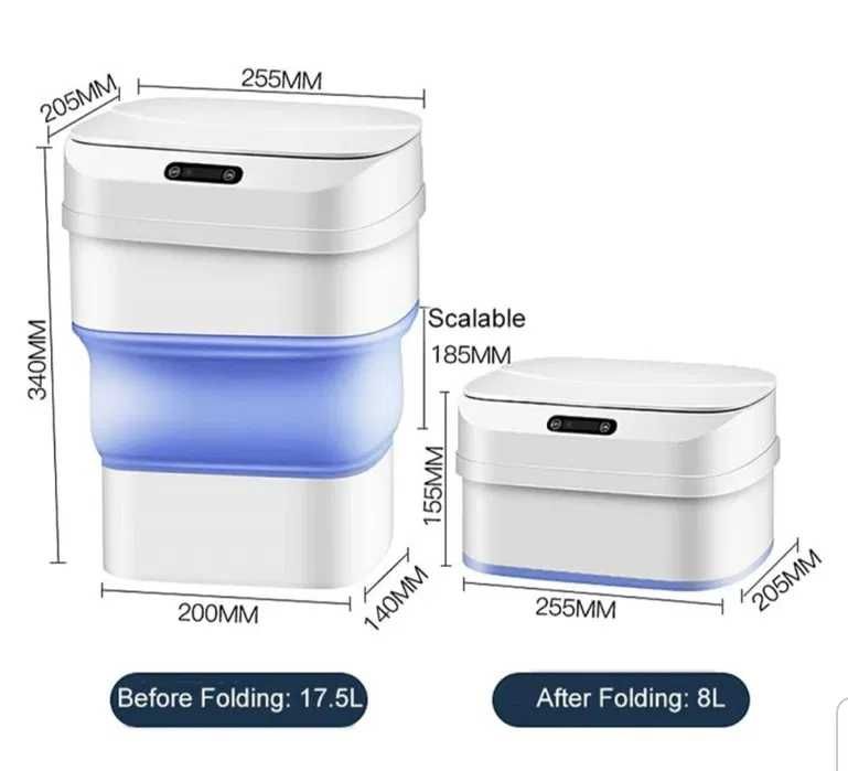 Cos de gunoi Smart pliabil blue/roz cu senzor de miscare 8L- 17,5L