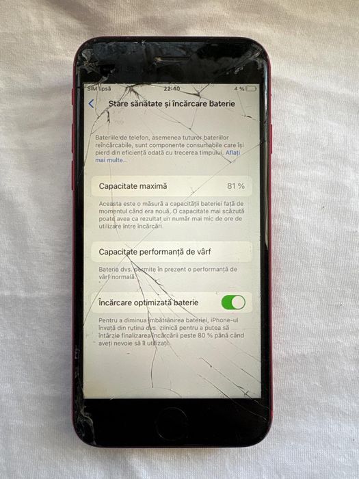 Iphone 8 Red 256gb . Display fisurat