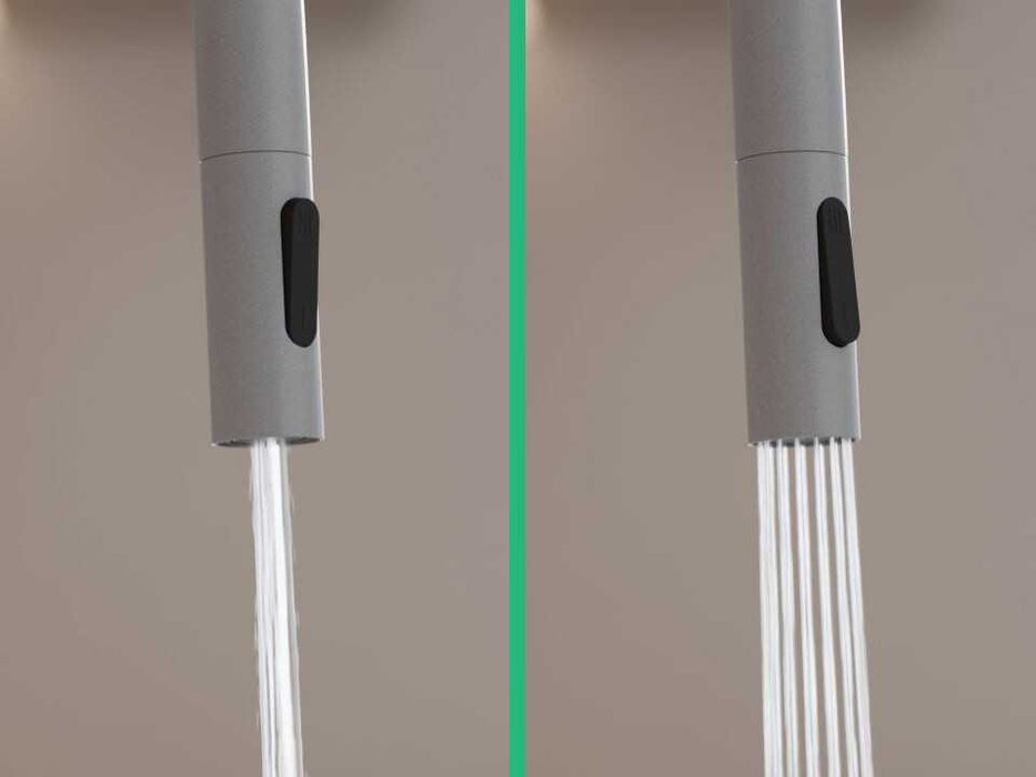 Сив смесител за кухня с изтегляща глава, 2 режима на струя - 9020