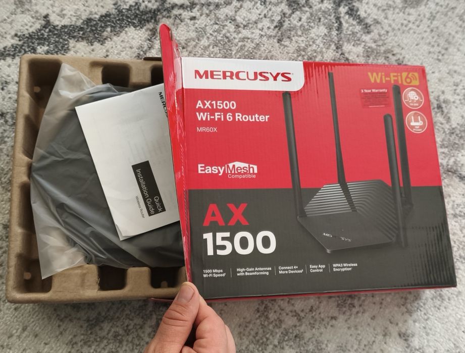 Router Wireless NOU Mercusys MR60X Wi-Fi 6 Dual-Band Gigabit AX1500