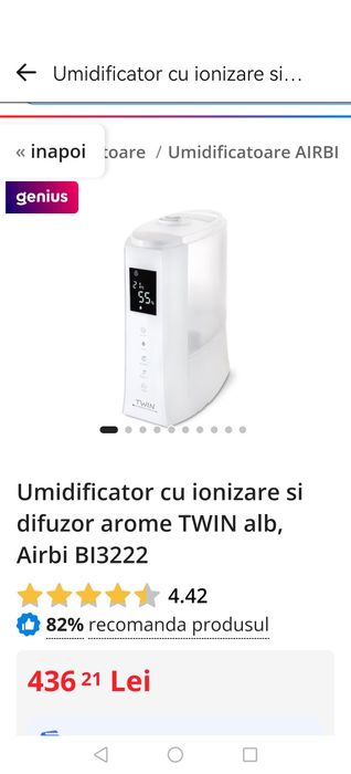 Umidificator Twin cu ionizare si telecomanda