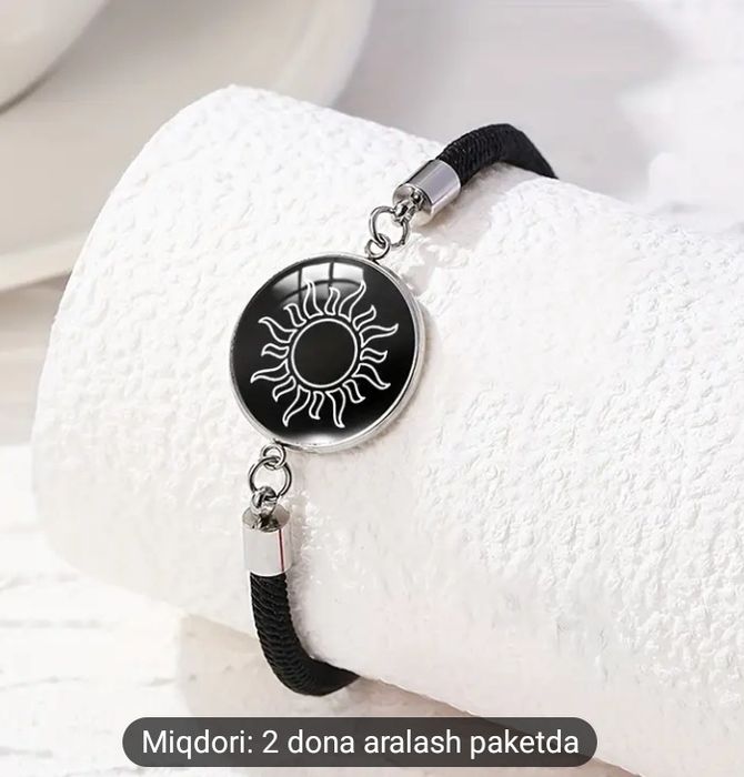 2 dona Juftlar uchun Quyosh va Oy Jozibali Brasletlari - Yorqin Qora