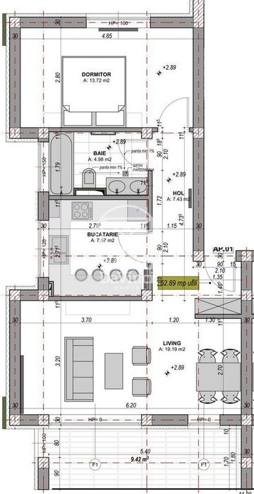 Ap. 2 camere, mobilat si utilat, intabulat  - disponibil imediat