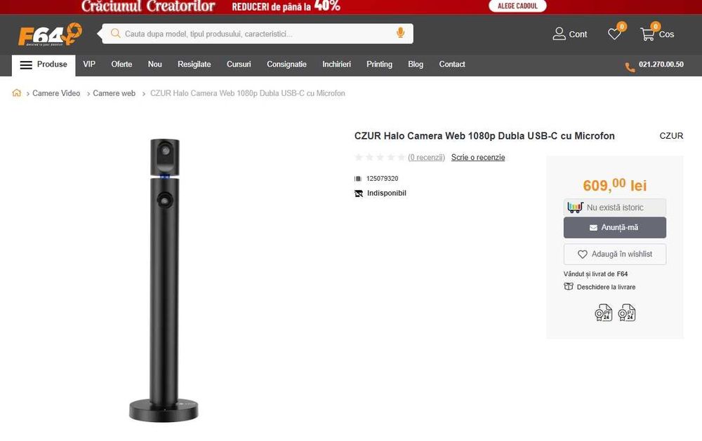 Camera OnlyFans / VideoChat CZUR Halo X - Dual FullHD, noua, sigilata