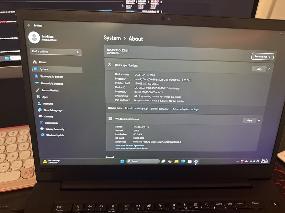 Laptop Lenovo ThinkPad P1 Gen2 i7 16gb 512ssd Nvidia