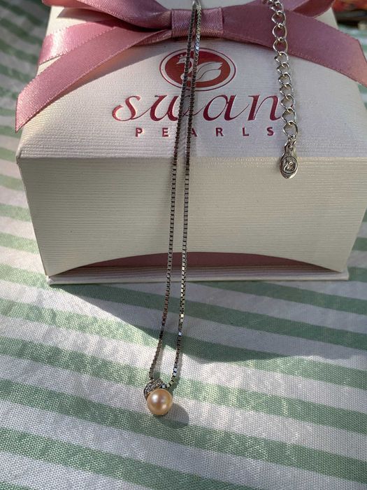 Сребърно колие с розова перла - Swan Pearls