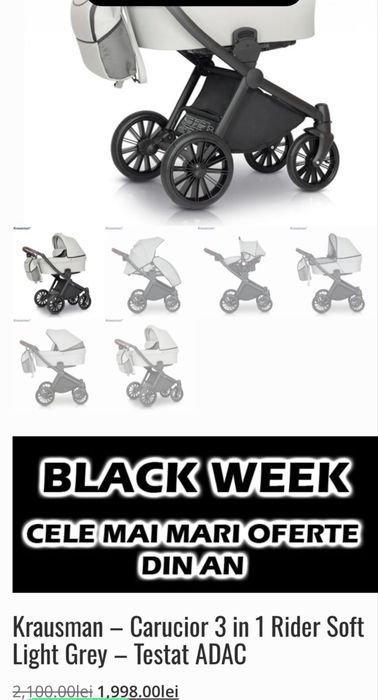 Carucior Krausman 3 în 1 în stare foarte buna, disponibil doar în Galati