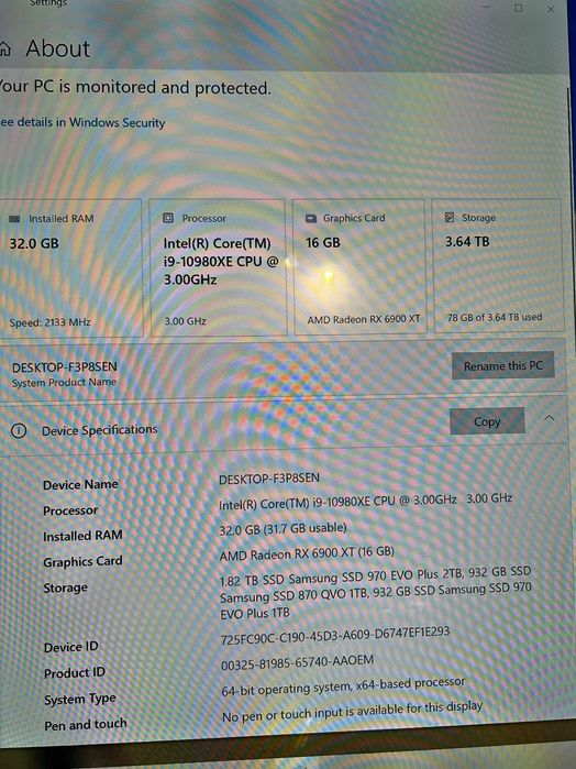 Геймърски/Super Ai/ i9 10980Xe/RX 6900XT/32gb рам/Nvme+Ssd 4tb/Fractal