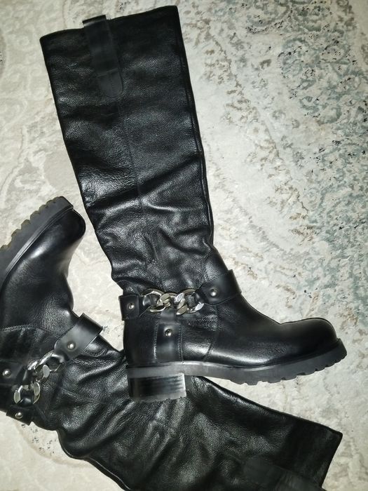 Кожаные сапоги трубы !