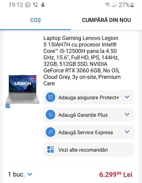Laptop Lenovo Legion 5 - i5 - 12500H, RTX 3060-6Gb, 32 Gb Ram, 512 SSD