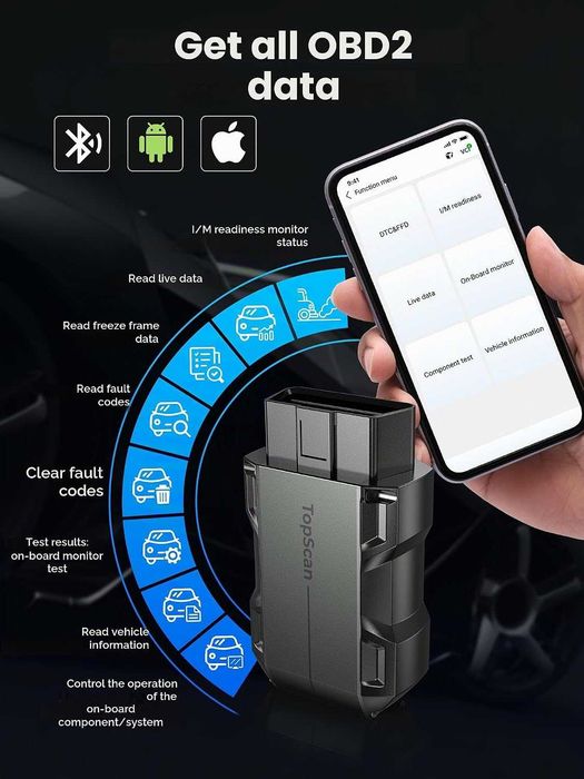 Диагностика за кола TOPDON Topscan Bluetooth OBD2 диагностичен инструмент за iPhone и Android