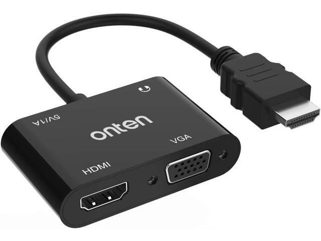 Адаптер Onten HDMI to HDMI+VGA с аудиовыходом