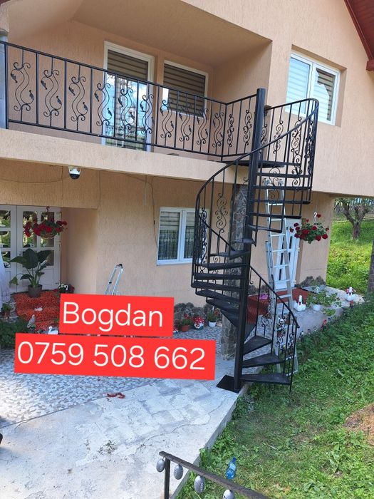 Vând scara spirala sau dreata de interior exterior lemn sau fier forja