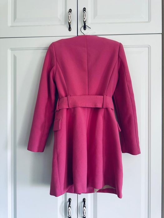 Palton Zara, masura S/ xs , roz , cu curea in talie