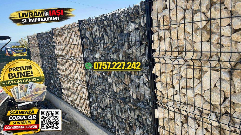 Piatra gard tip gabion Gri-antracit / Crem-bej dimensiune 63-90