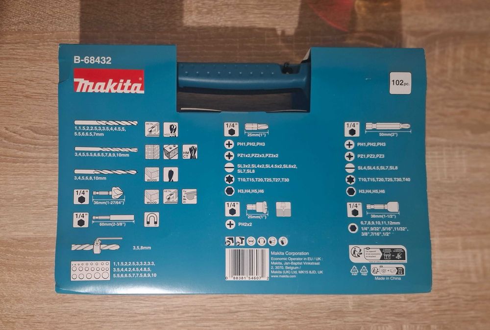 Makita комплекти битове,накрайници и свредла - 102 части