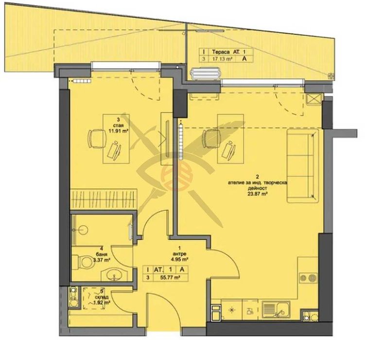 Продава се Двустаен апартамент в София, Кръстова вада - 84 кв.м за 3828 €/кв.м - Снимка #1